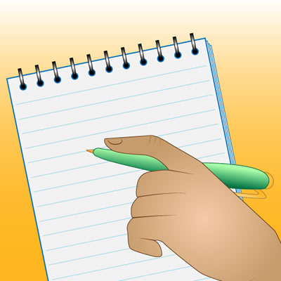 Hand holding a pen